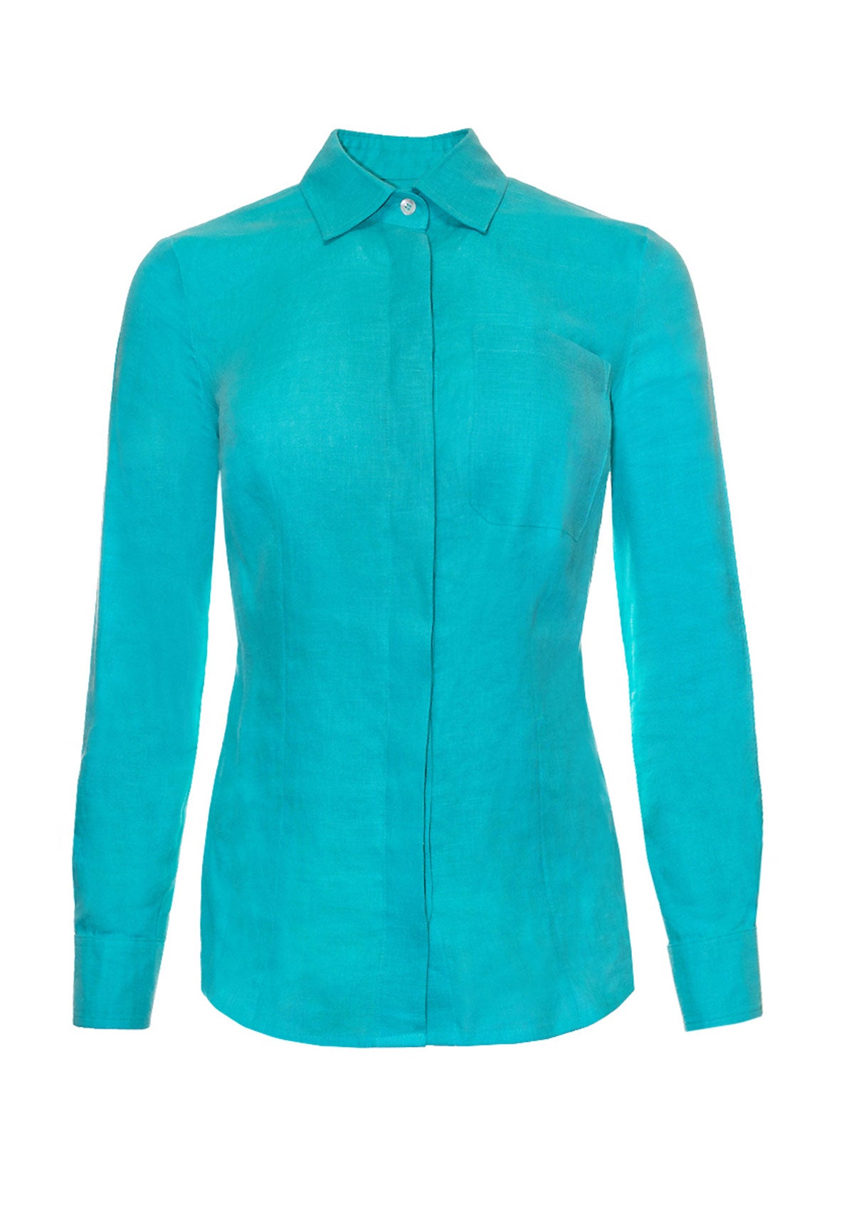 Дамска ленена риза CAMELINA BLUE синьо-зелен Collection KA BO