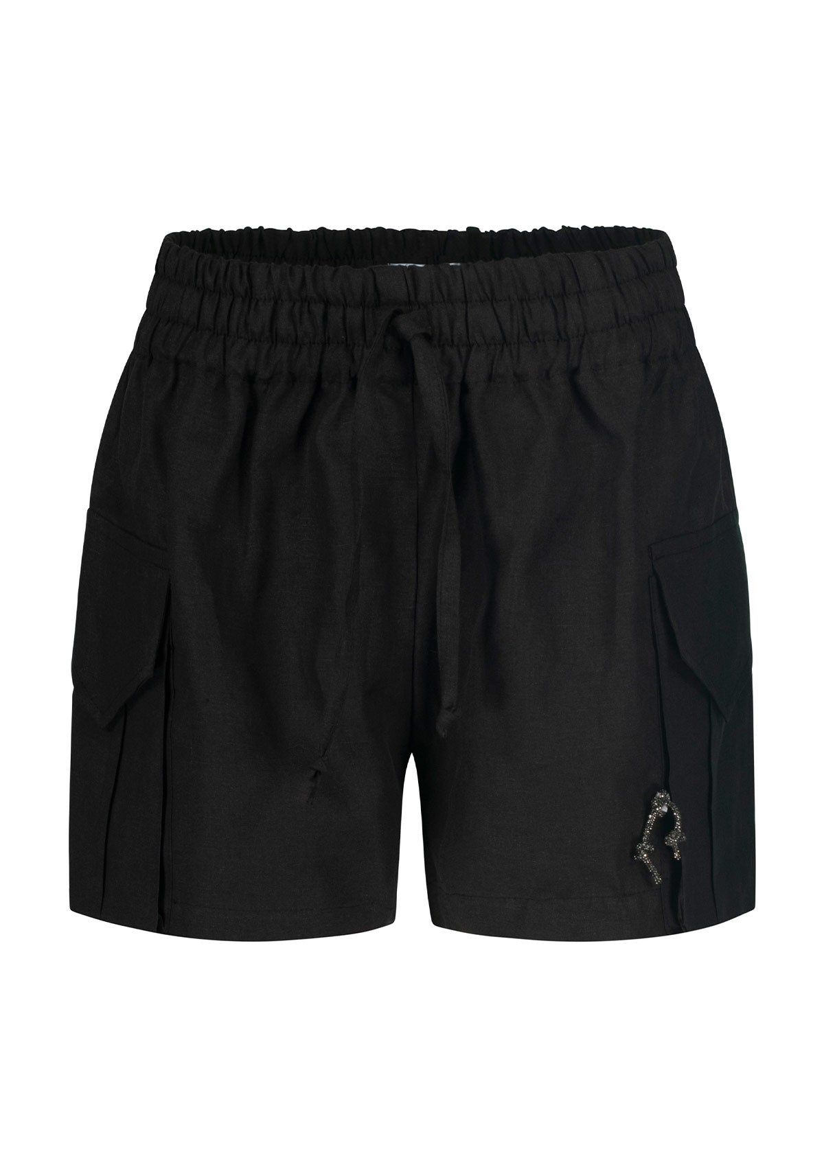 Дамски ленени CARGO панталонки в черно черен Collection KA BO