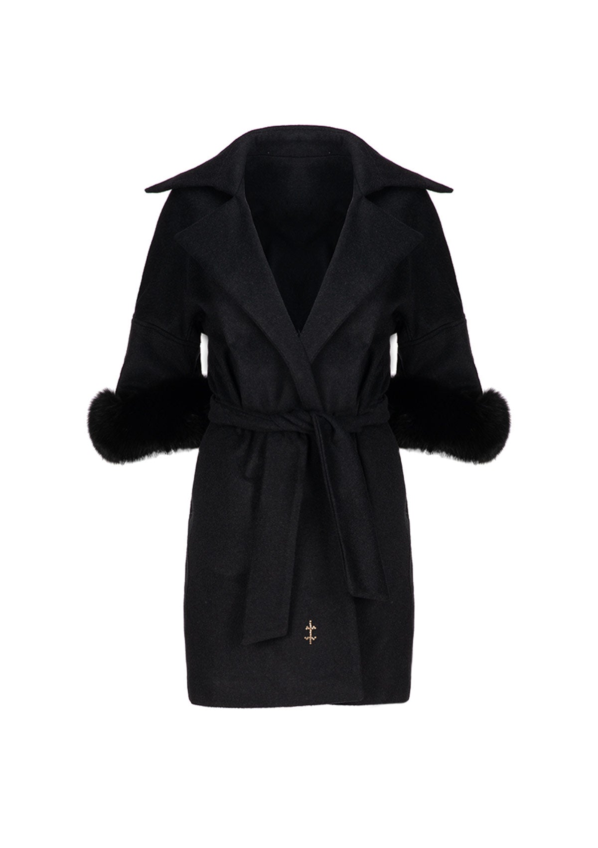 Дамско палто с 3/4 ръкав PAP BEIGE черен Collection KA BO