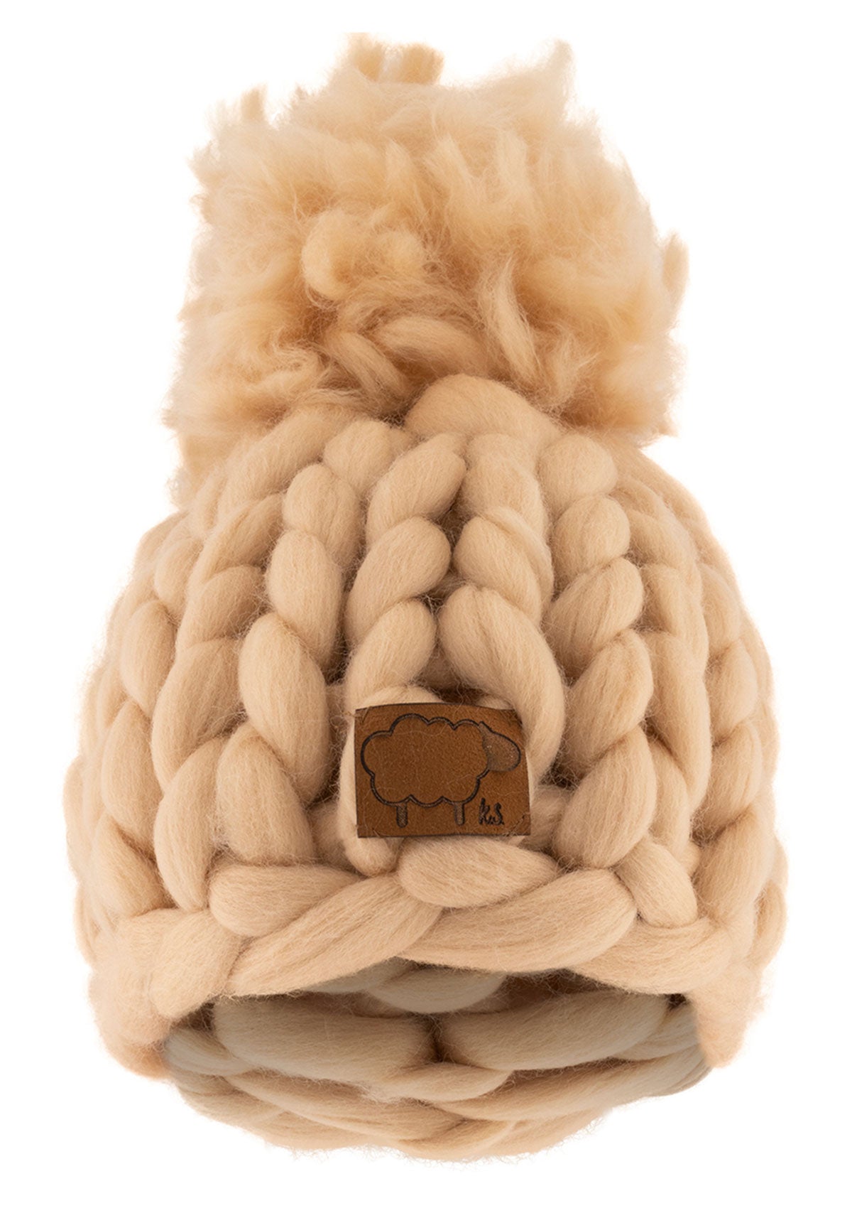 Ръчно плетена шапка от 100% мериносова вълна БЯЛА ONE SIZE пясъчен Collection KA BO
