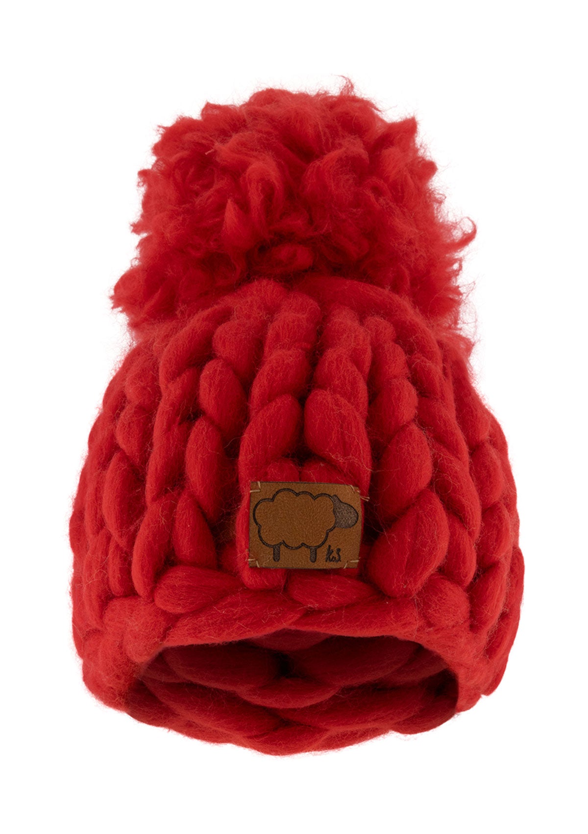 Ръчно плетена шапка от 100% мериносова вълна БЯЛА ONE SIZE червен Collection KA BO