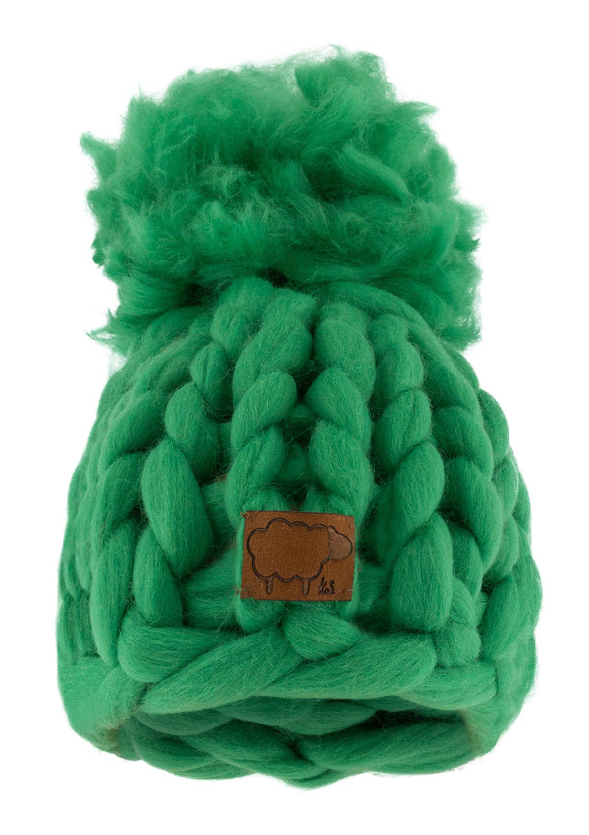 Ръчно плетена шапка от 100% мериносова вълна БЯЛА ONE SIZE тъмно зелен Collection KA BO