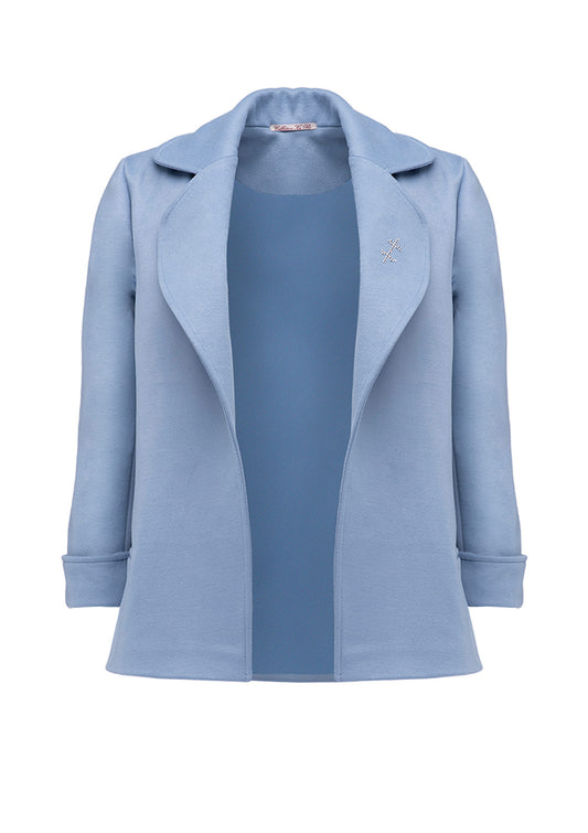 Синьо дамско палто ANNA PYRNA - BLUE късо палто със свободна кройка и изчистена линия