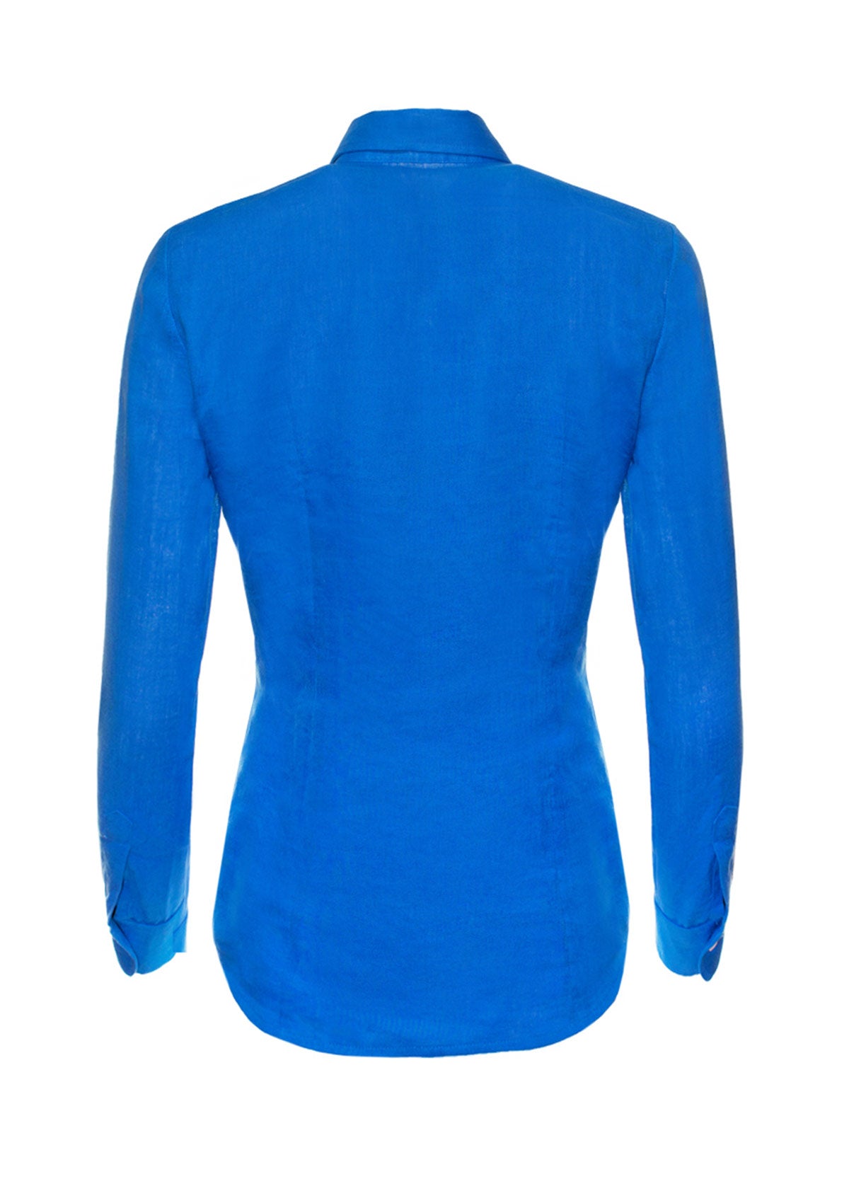 Дамска синя ленена риза CAMELINA BLUE плажно облекло летен тоалет лятна визия плажна риза вталена риза ленени дрехи