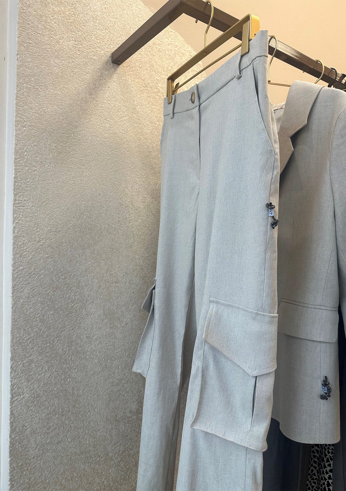 Ленен дамски костюм от cargo панталон/топ/сако CARGO SUIT лятна визия ленено облекло street style