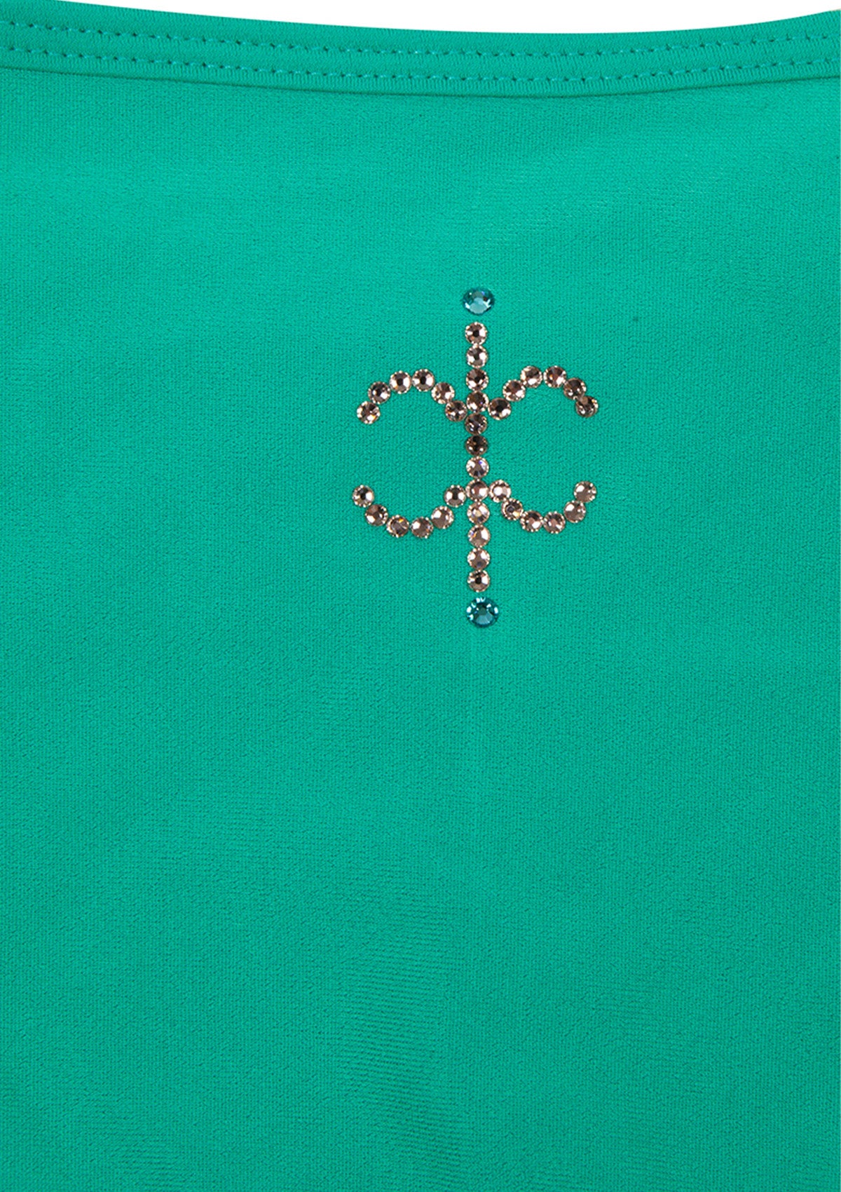Синьо-зелен бански от две части ESMERALDA половинки бански с триъгълно горнище и детайл от кристали Swarowski
