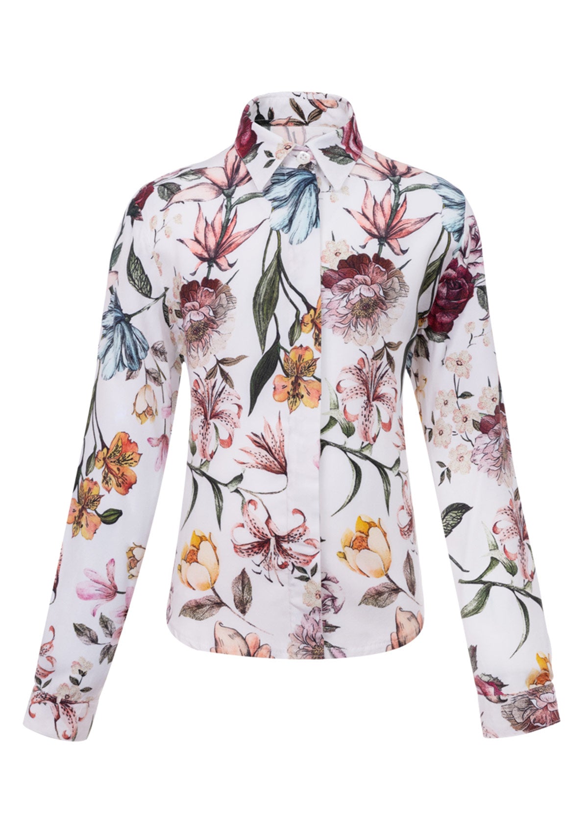 Памучна риза с цветя GARDENIA WOMEN/KID'S флорален десен елегантна дамска риза
