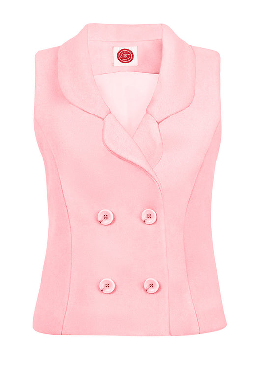 Розов дамски елек KATHERINE ROSE елек с отворен ревер и джоб без лицев тигел