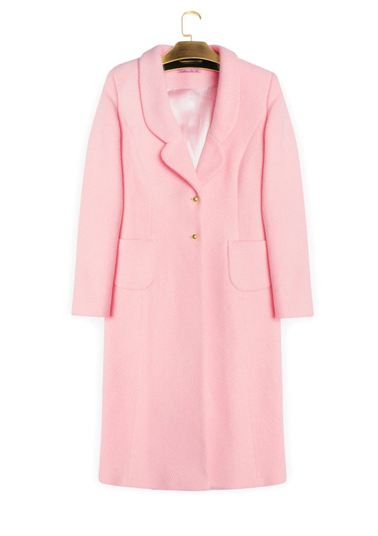 Розово дамско палто KATHINE THREE PINK дълго дамско палто с две копчета и джобове