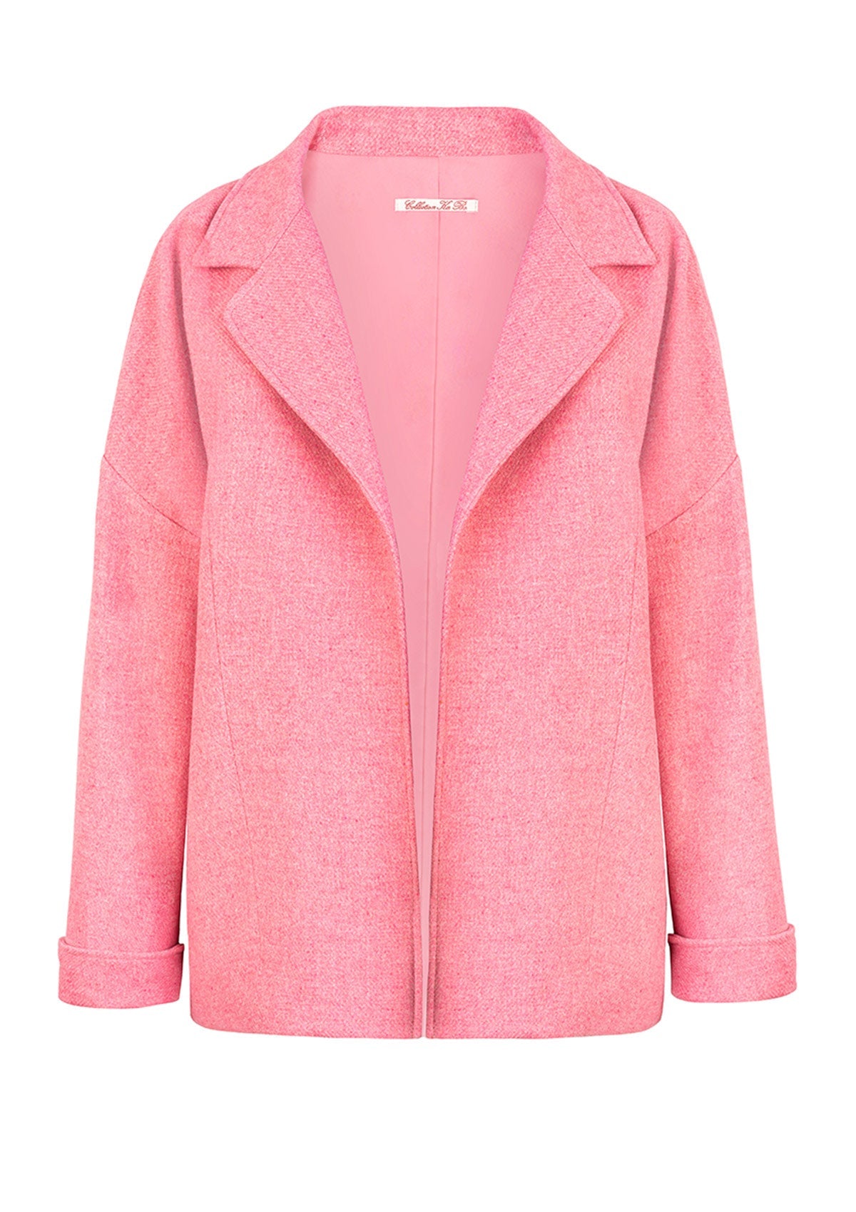 Розово дамско палто NEPAL LONG PINK с паднало рамо и дължина 70 см вълнено палто