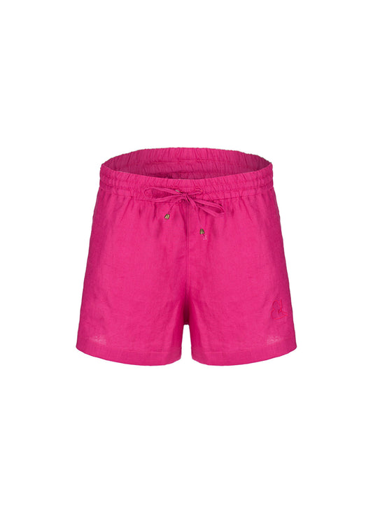 Розови ленени къси панталонки PINK START плажно облекло летен тоалет лятна визия плажни панталонки 