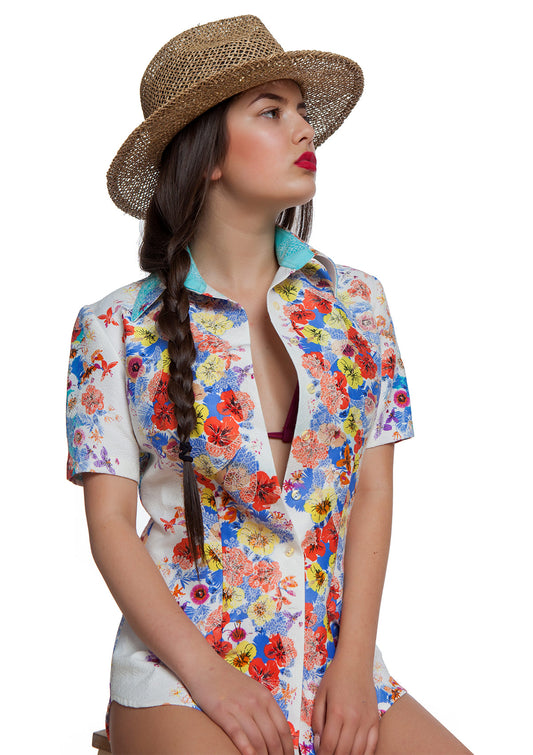 Дамска риза с флорални мотиви PRINT цветна риза десен на цветя 