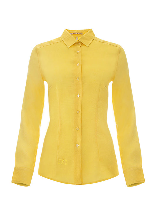 Жълта ленена риза TOPAZ плажно облекло летен тоалет лятна визия плажна риза вталена риза