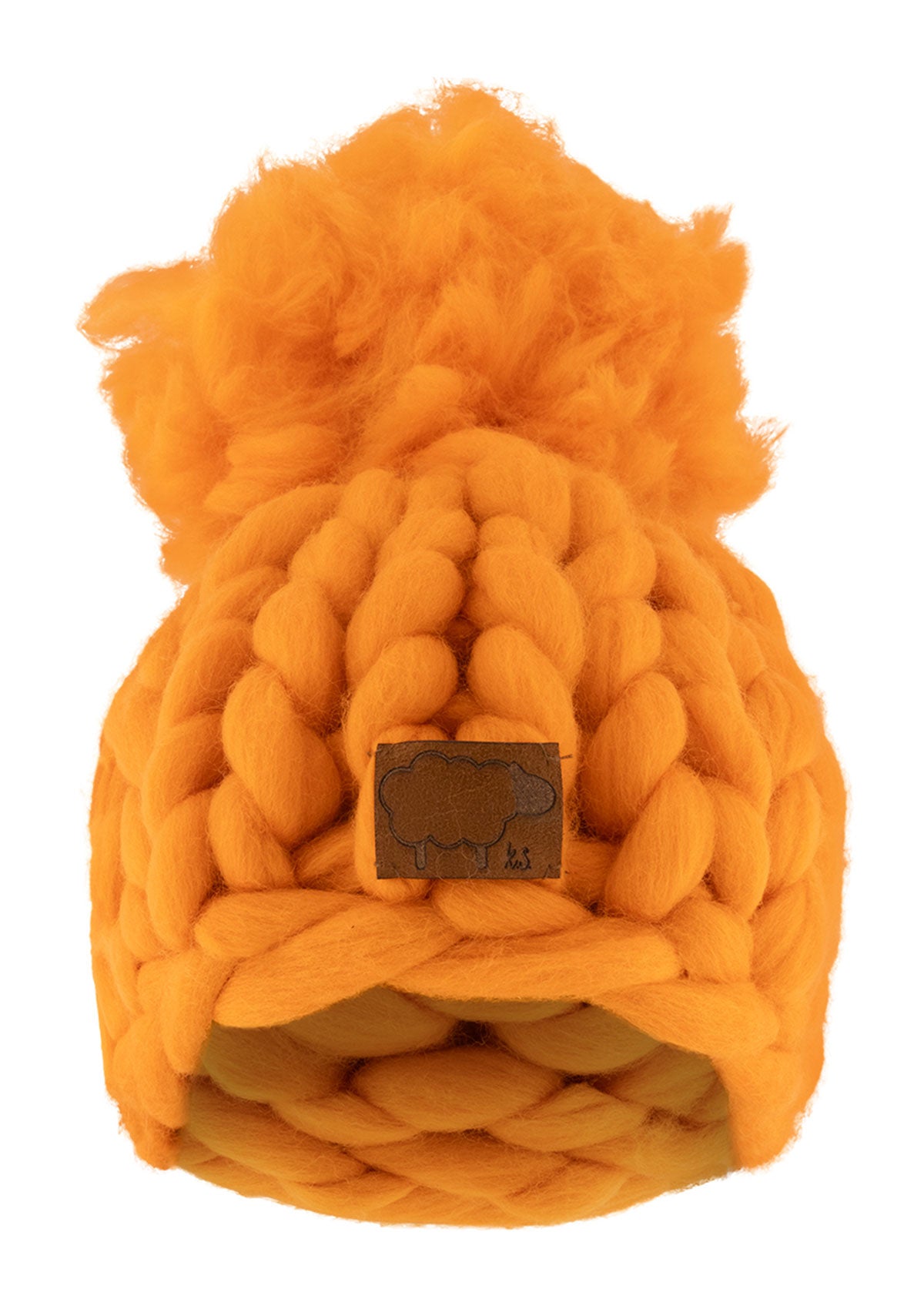 Ръчно плетена шапка от 100% мериносова вълна БЯЛА ONE SIZE жълт Collection KA BO